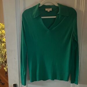 LOFT Women's Teal V-Neck Sweater